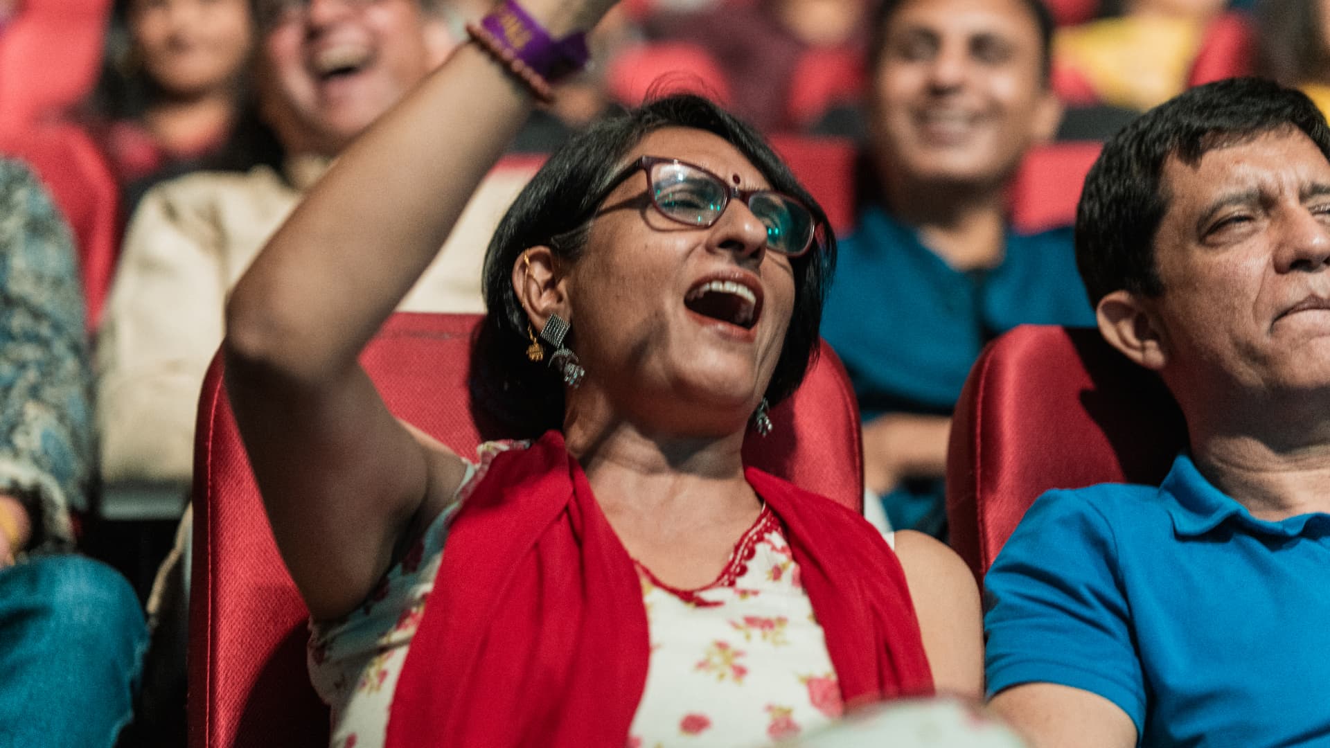 A guest cheering during The Jugni Concert