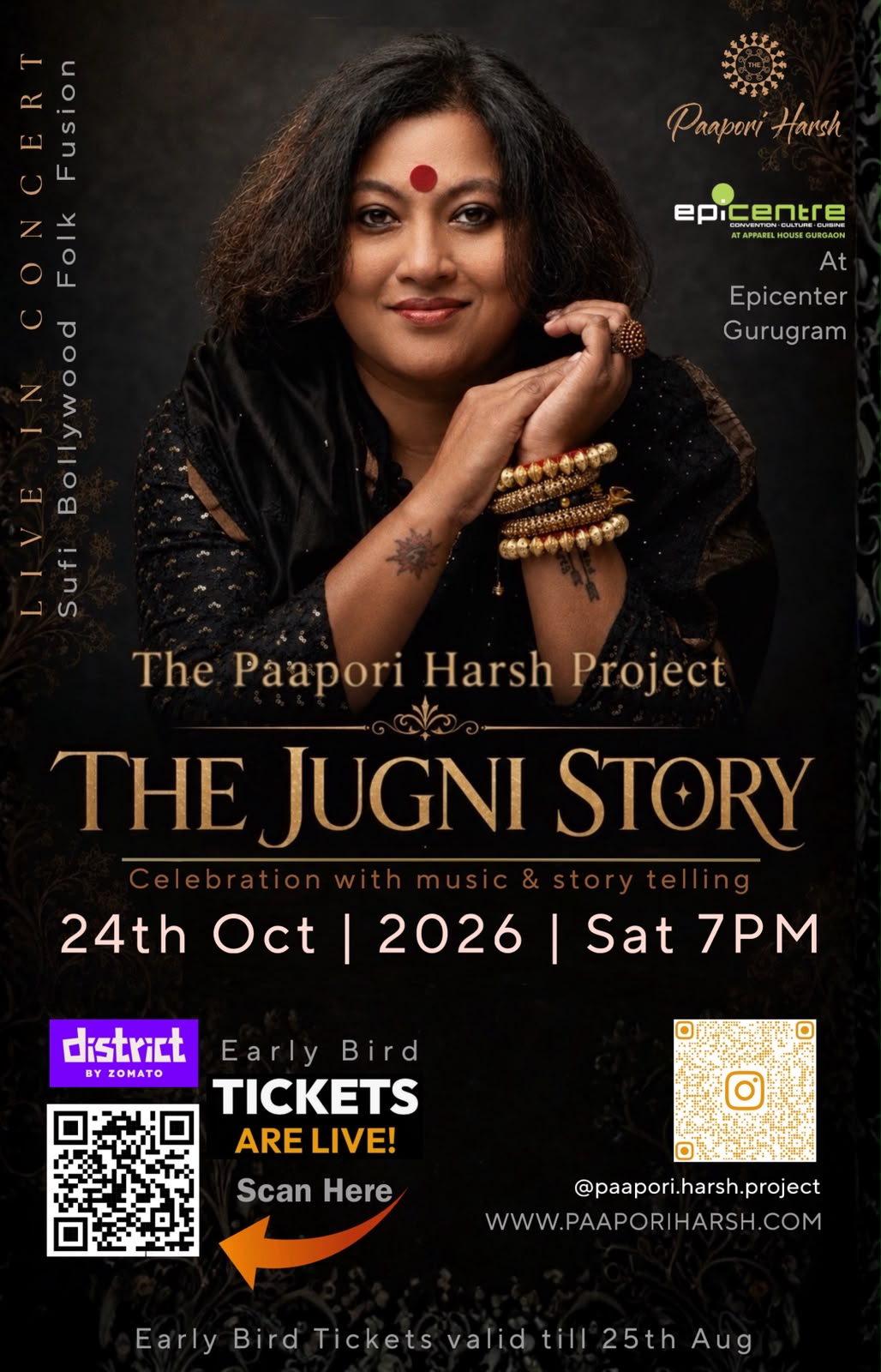 The Jugni Story — Live in Gurgaon concert poster for Paapori Harsh on October 24, 2026